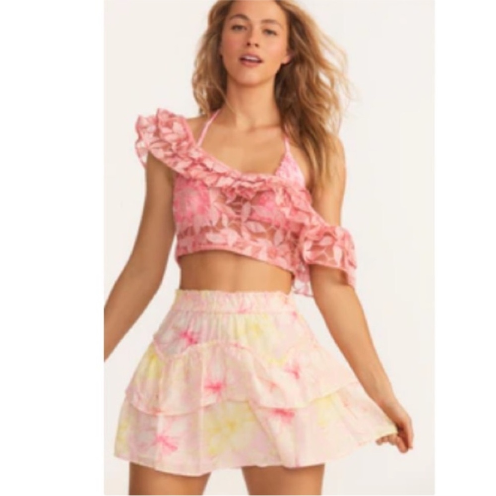 NWT LoveShackFancy Abrielle Tiered Skater Mini Skirt - Picture 2 of 6